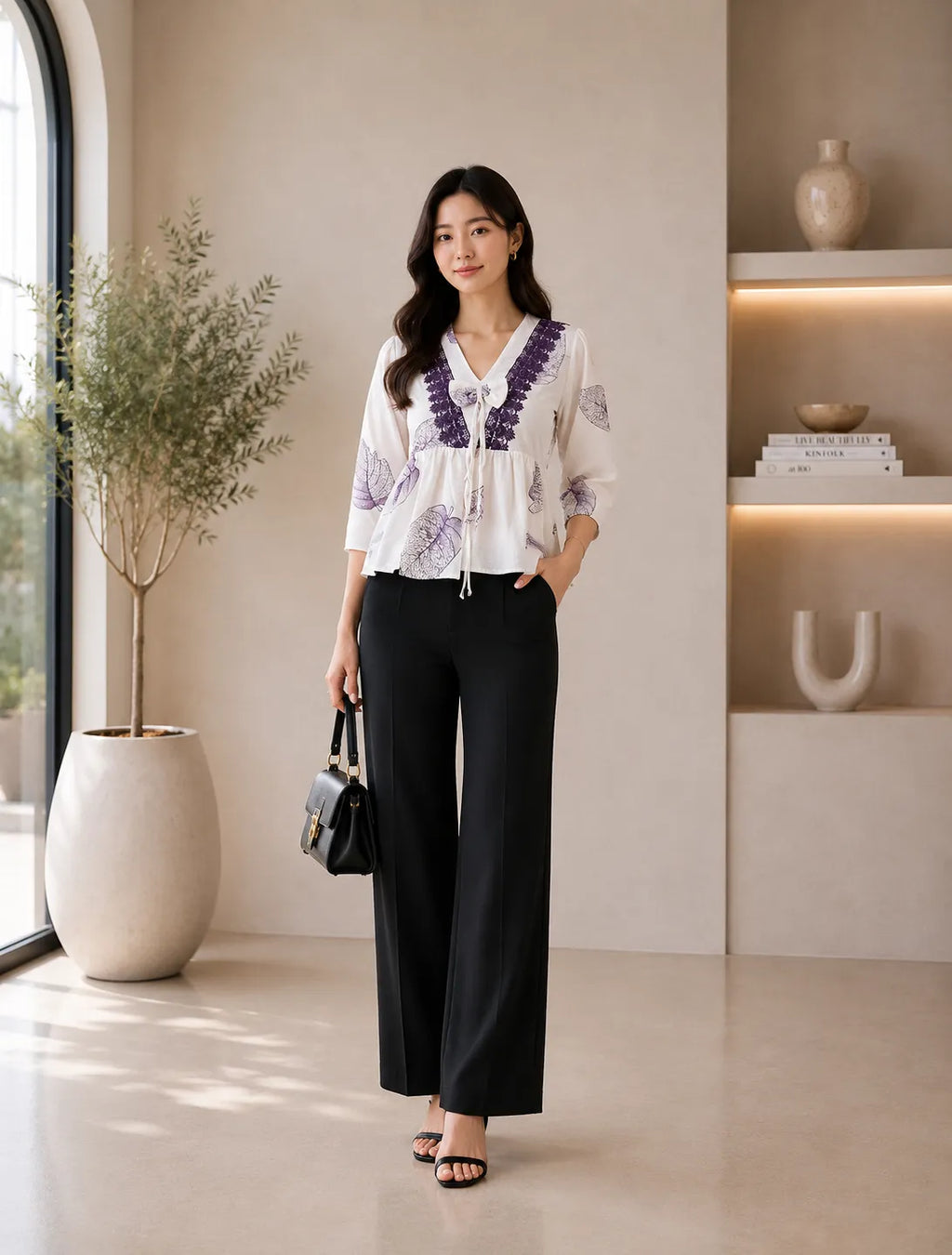 Lavender Bloom Boho Peplum Top