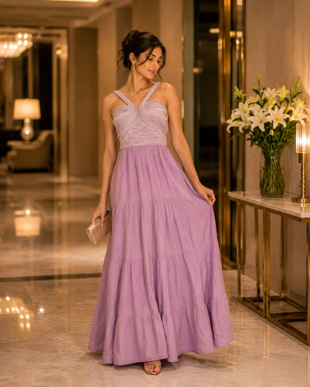 Lavender Grace Tiered Maxi Dress