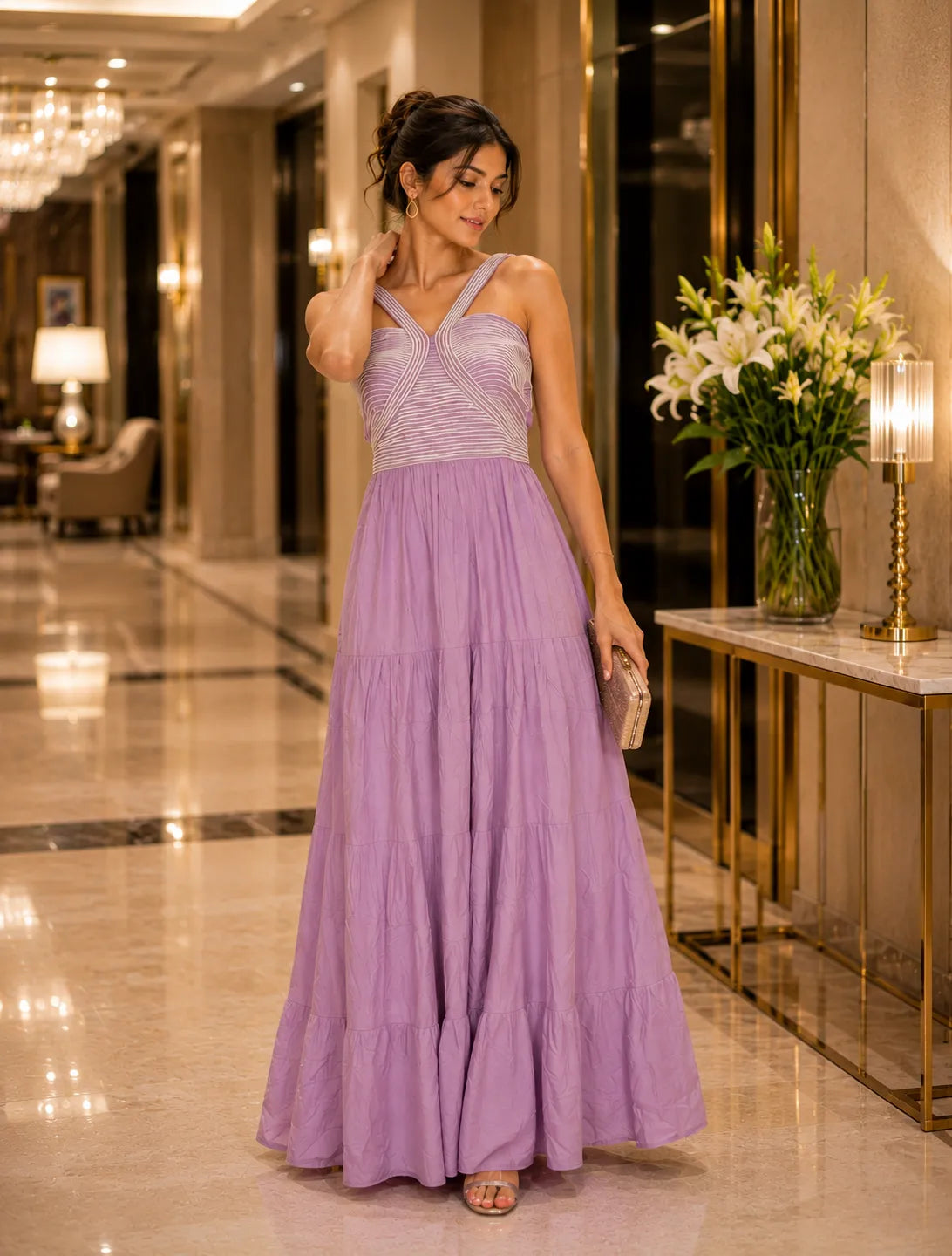 Lavender Grace Tiered Maxi Dress
