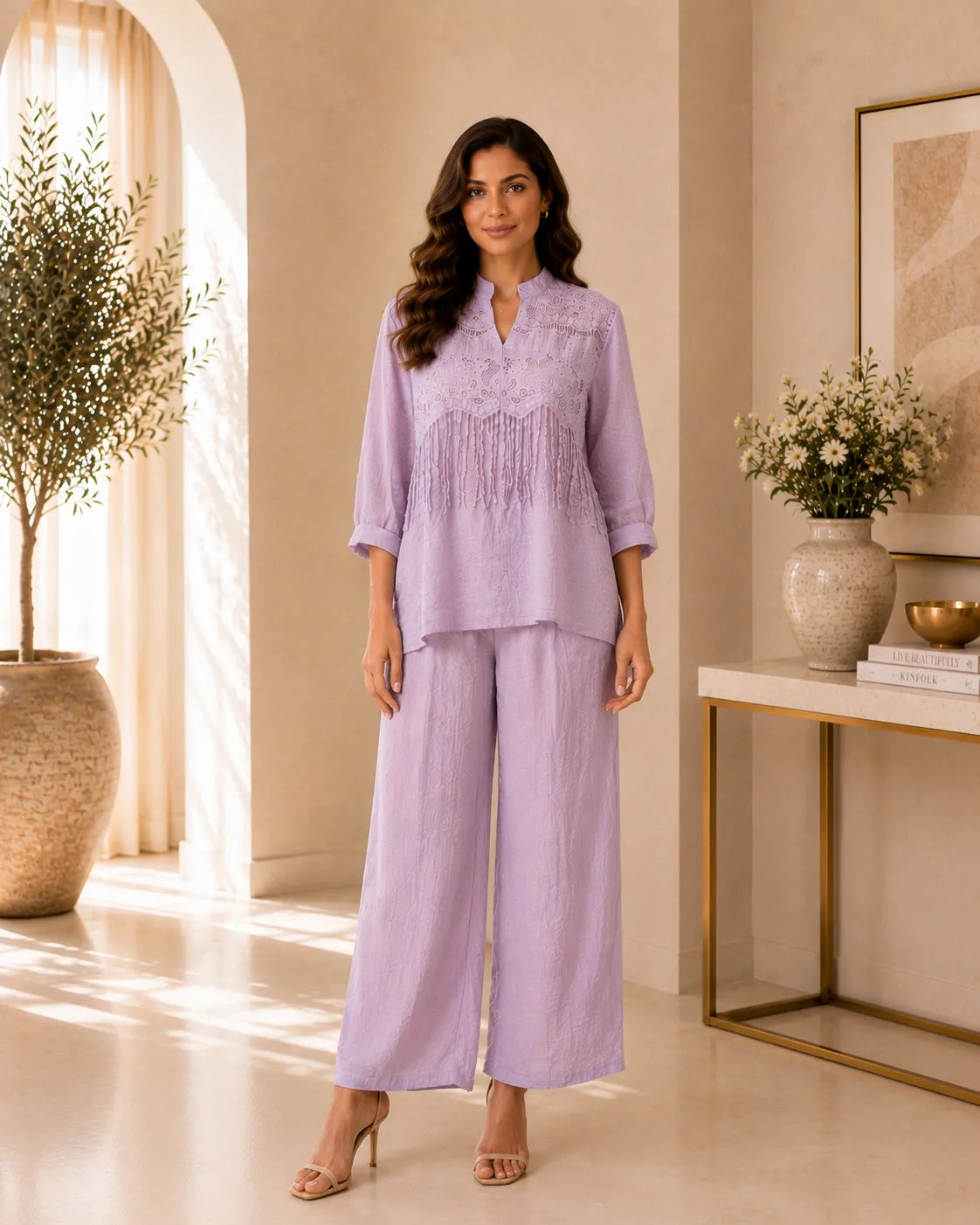 Lavender Luxe Embroidered Co Ord Set