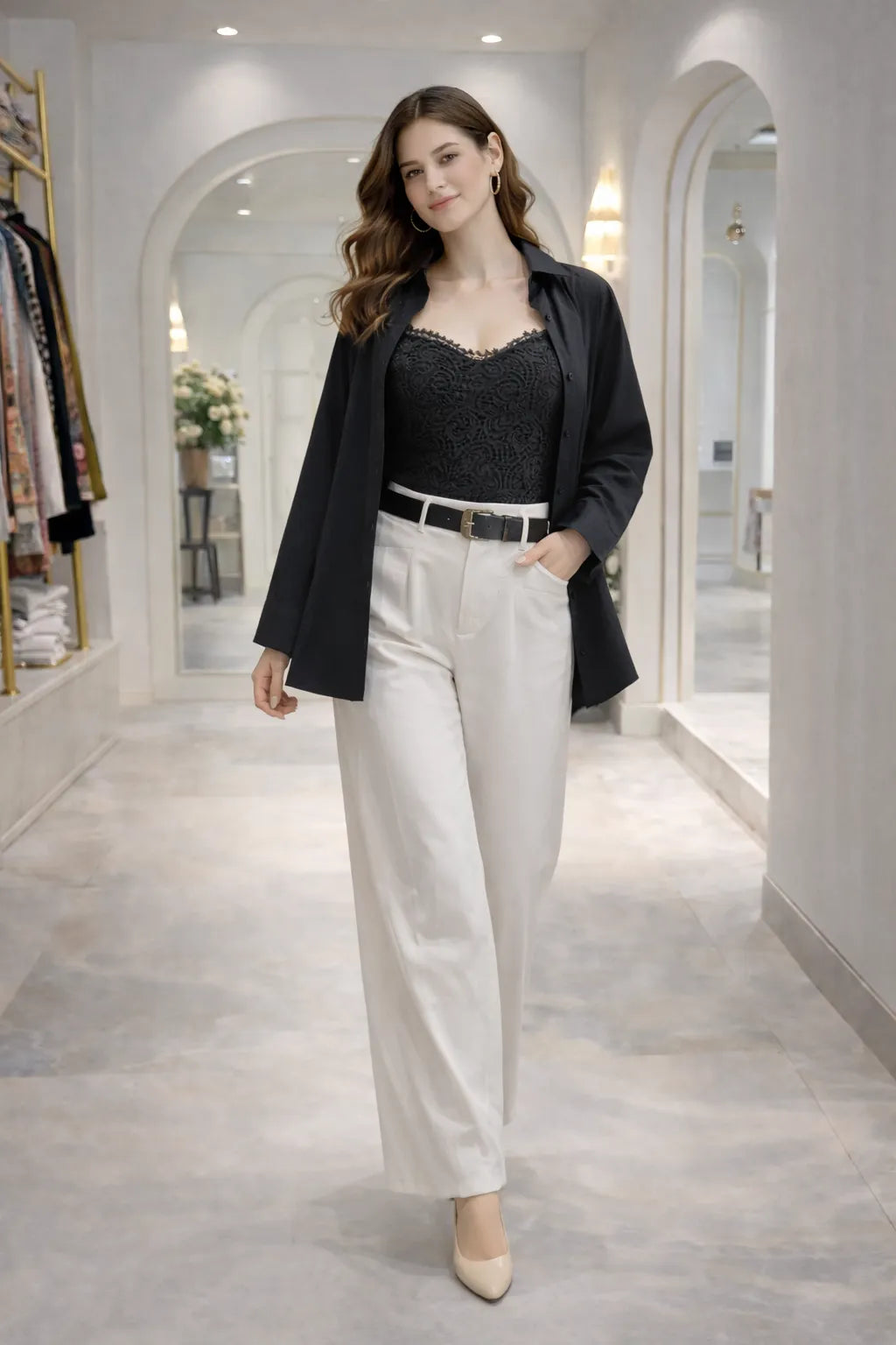 Layered Embroidered Inner Shirt Set