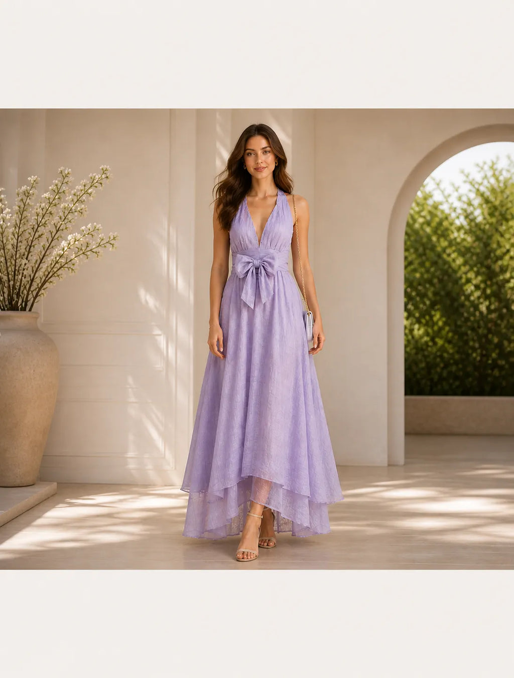 Lilac Back Tie Flow Maxi Dress
