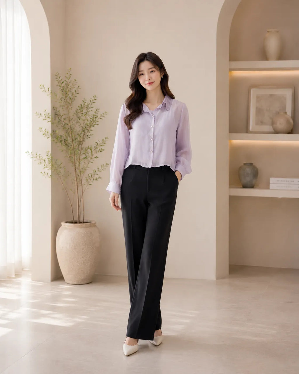 Lilac Mist Sheer Elegance Shirt