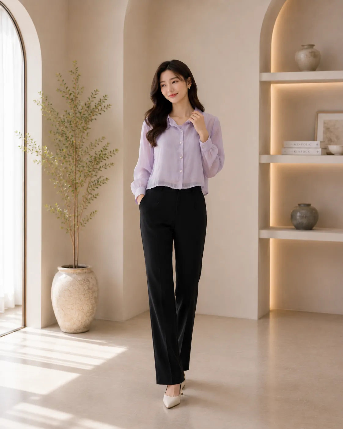 Lilac Mist Sheer Elegance Shirt