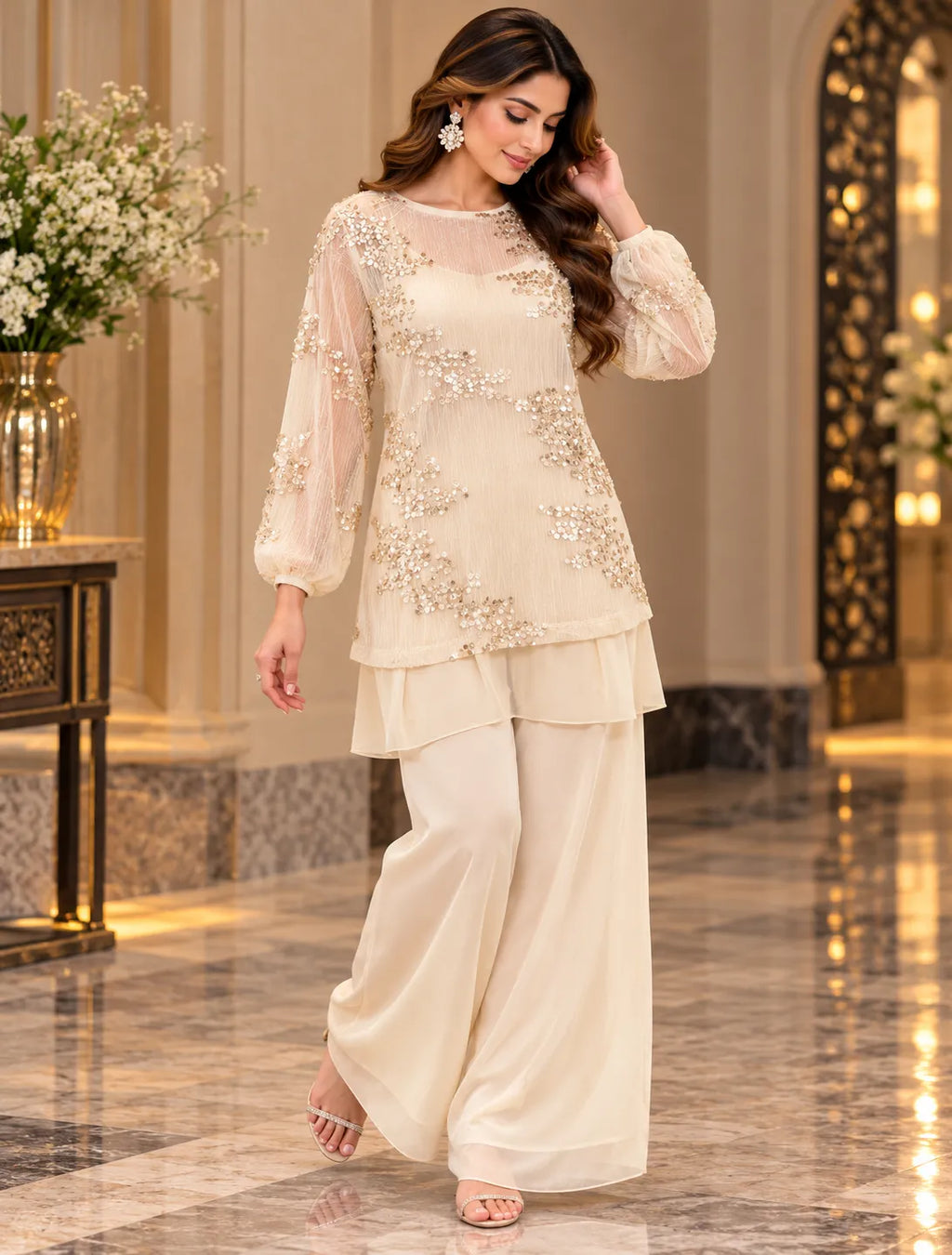 Lumivelle Sequin Layered Top