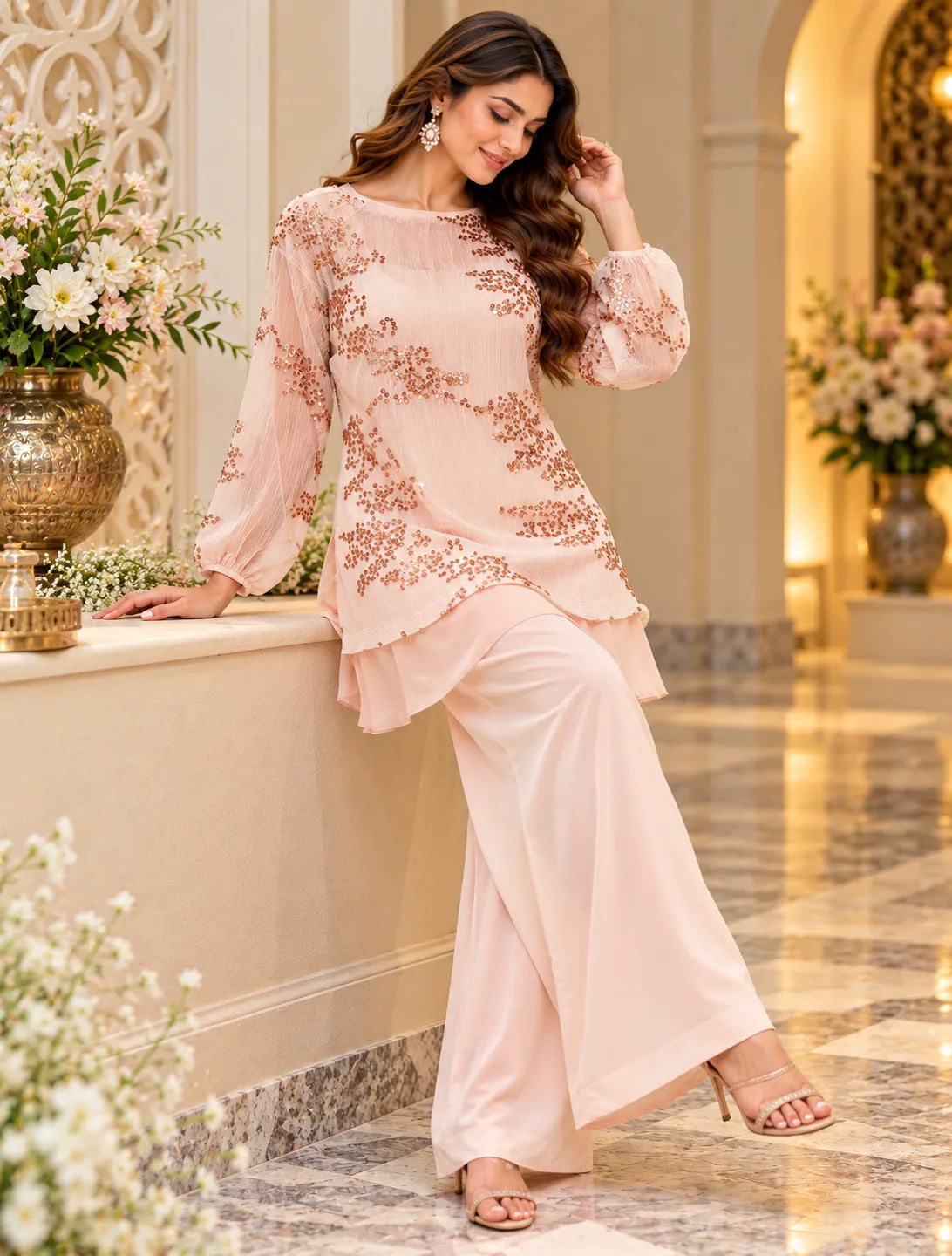 Lumivelle Sequin Layered Top