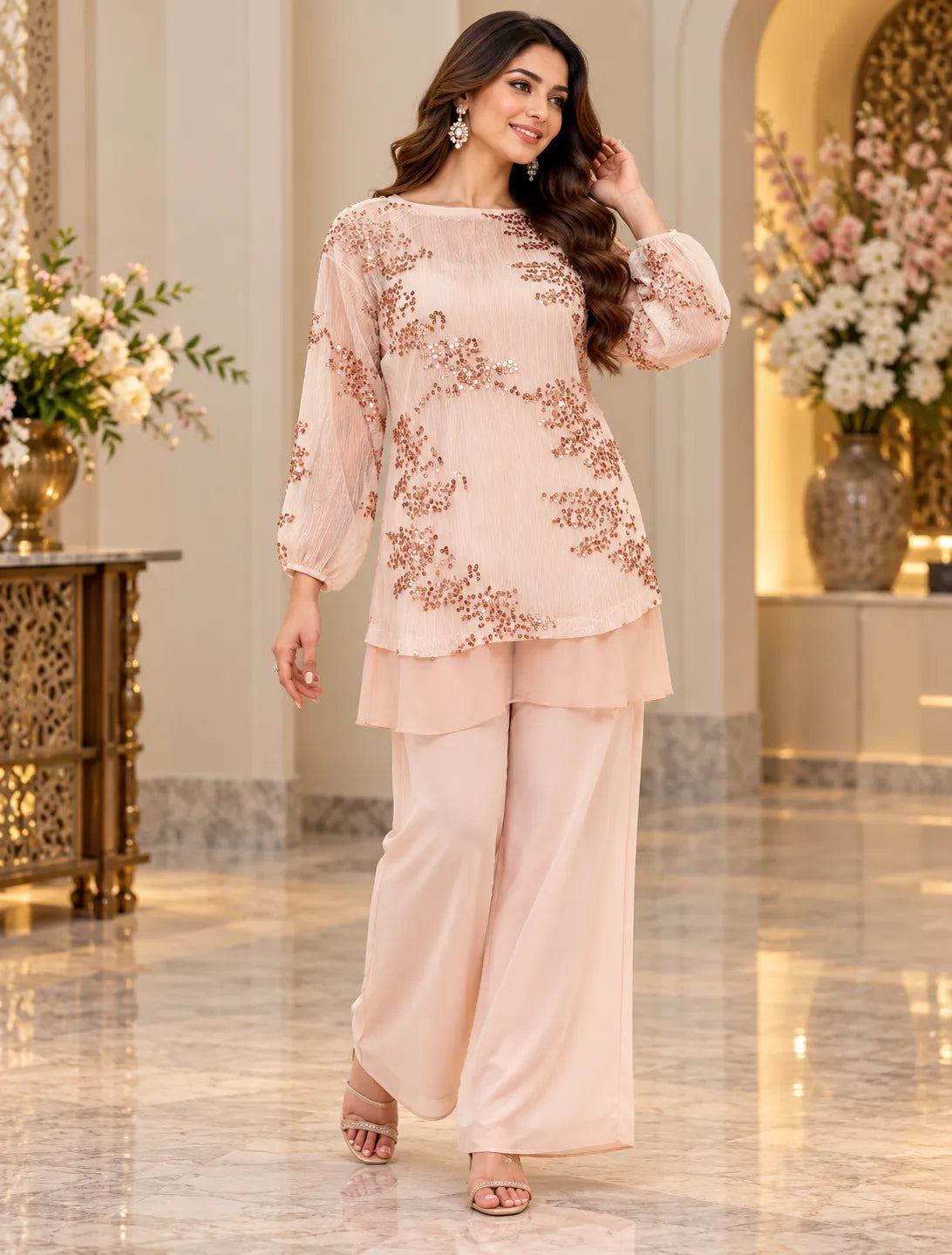Lumivelle Sequin Layered Top