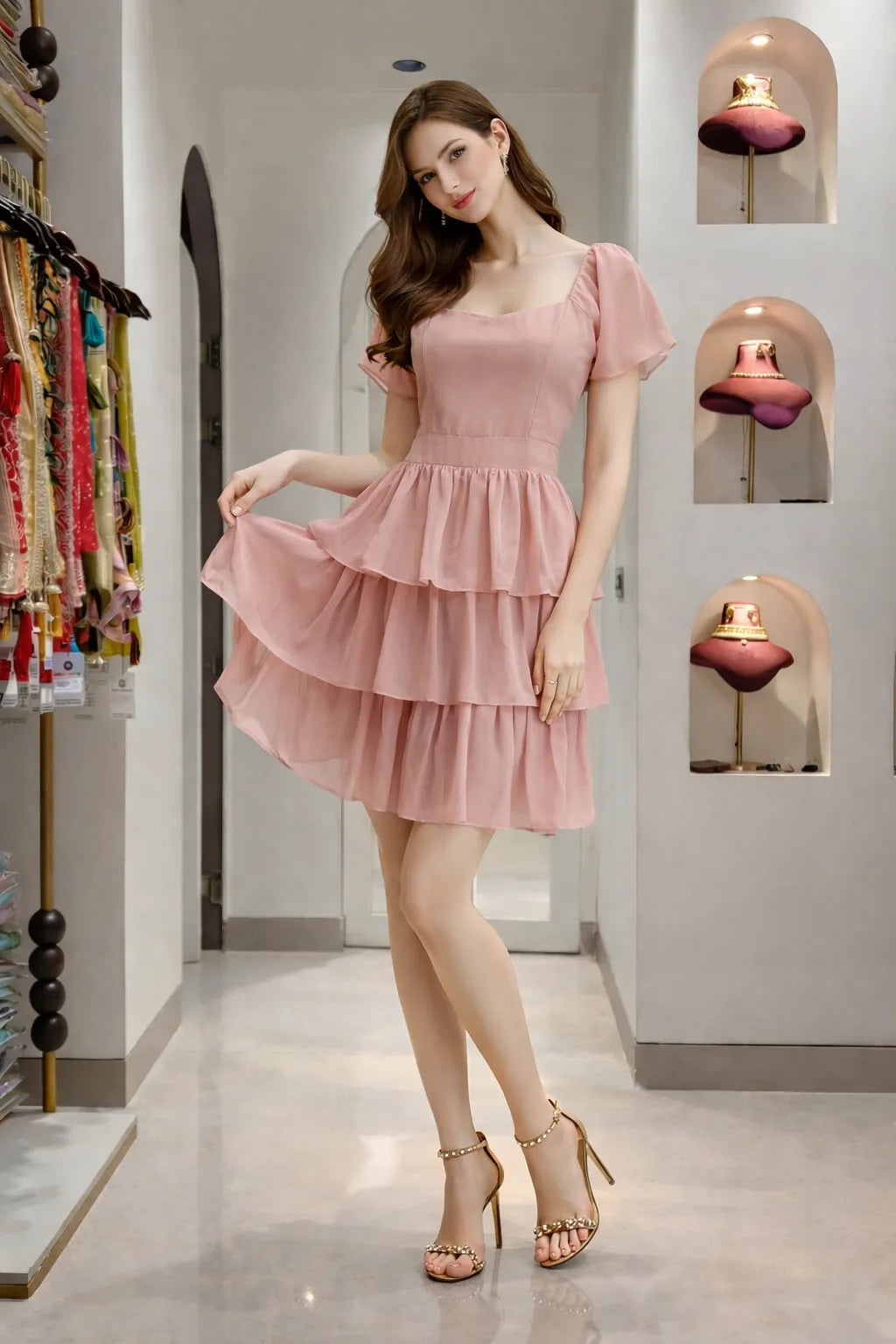 Luna Tiered Gerogette Dress