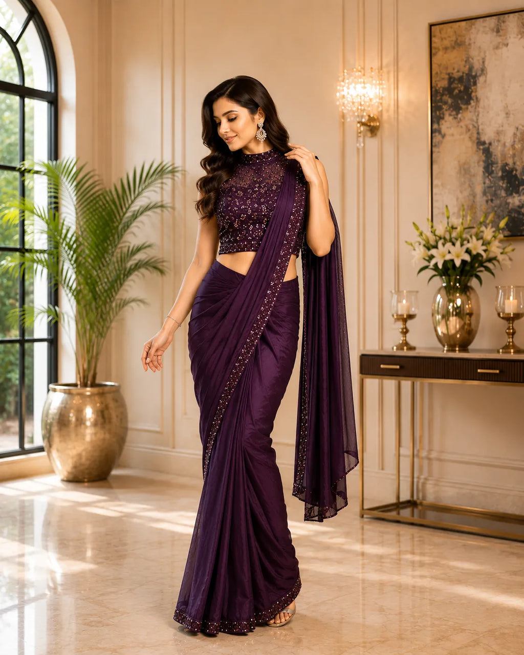 Luxe Sequin Ready To Wear Saree