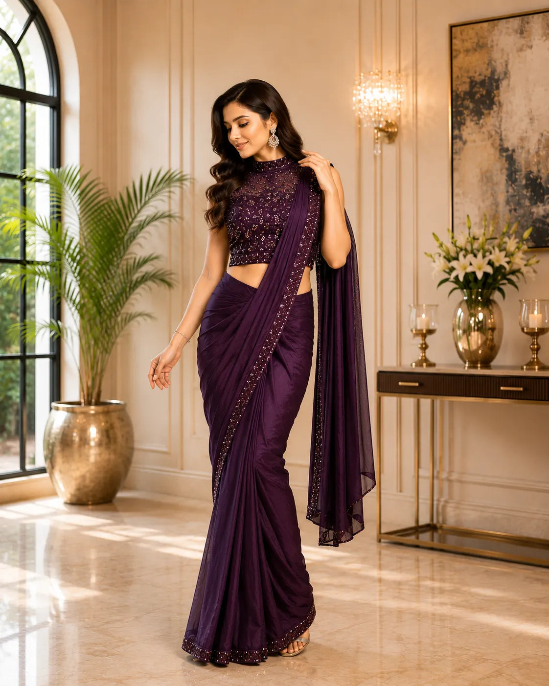 Luxe Sequin Ready To Wear Saree