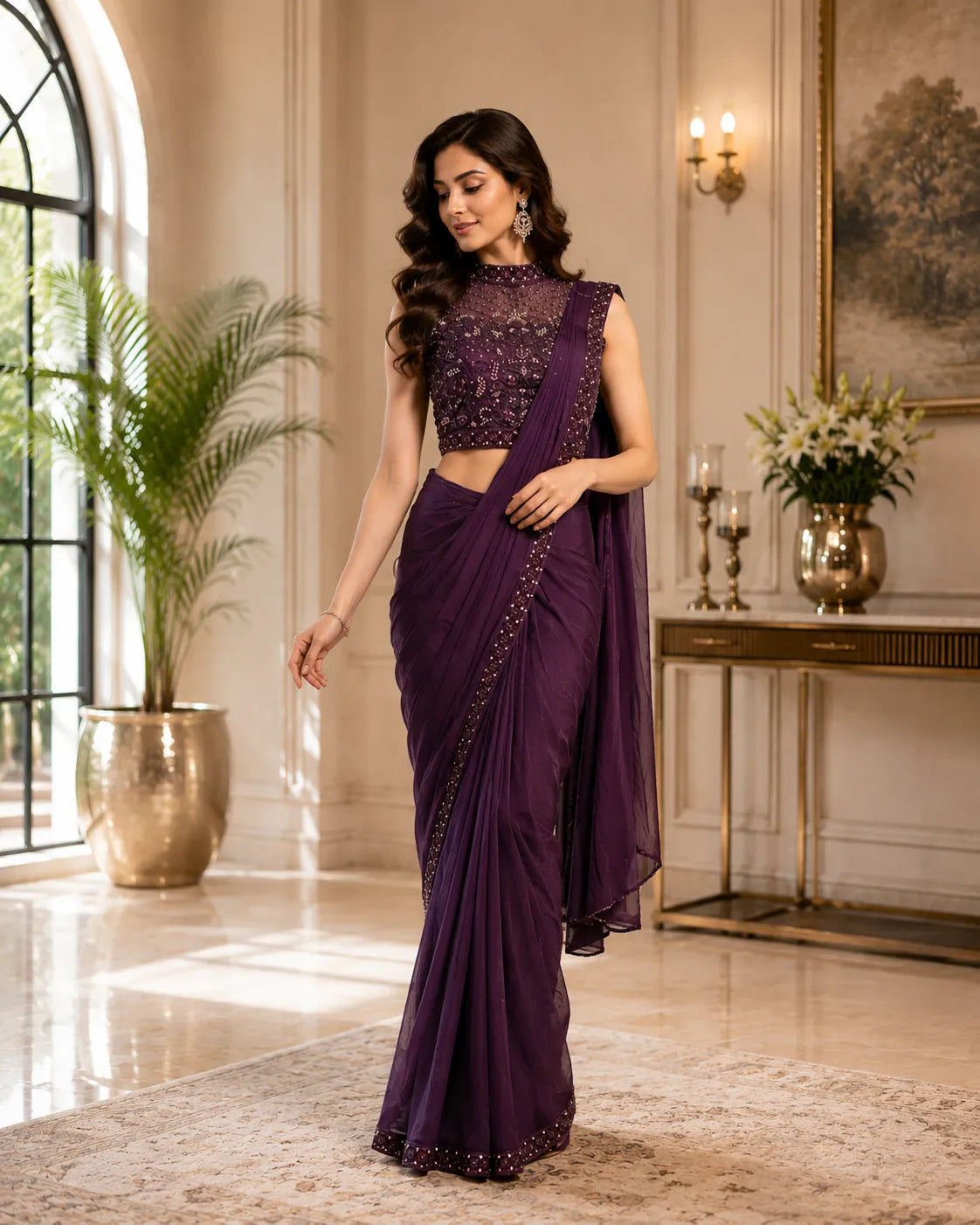 Luxe Sequin Ready To Wear Saree