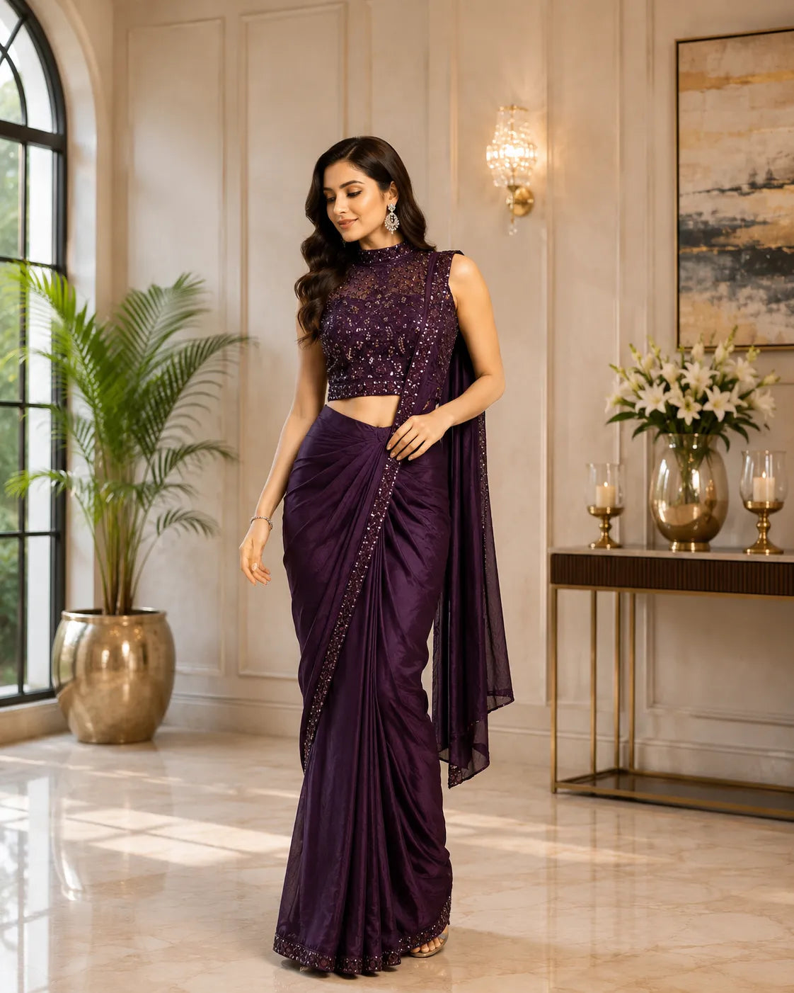 Luxe Sequin Ready To Wear Saree