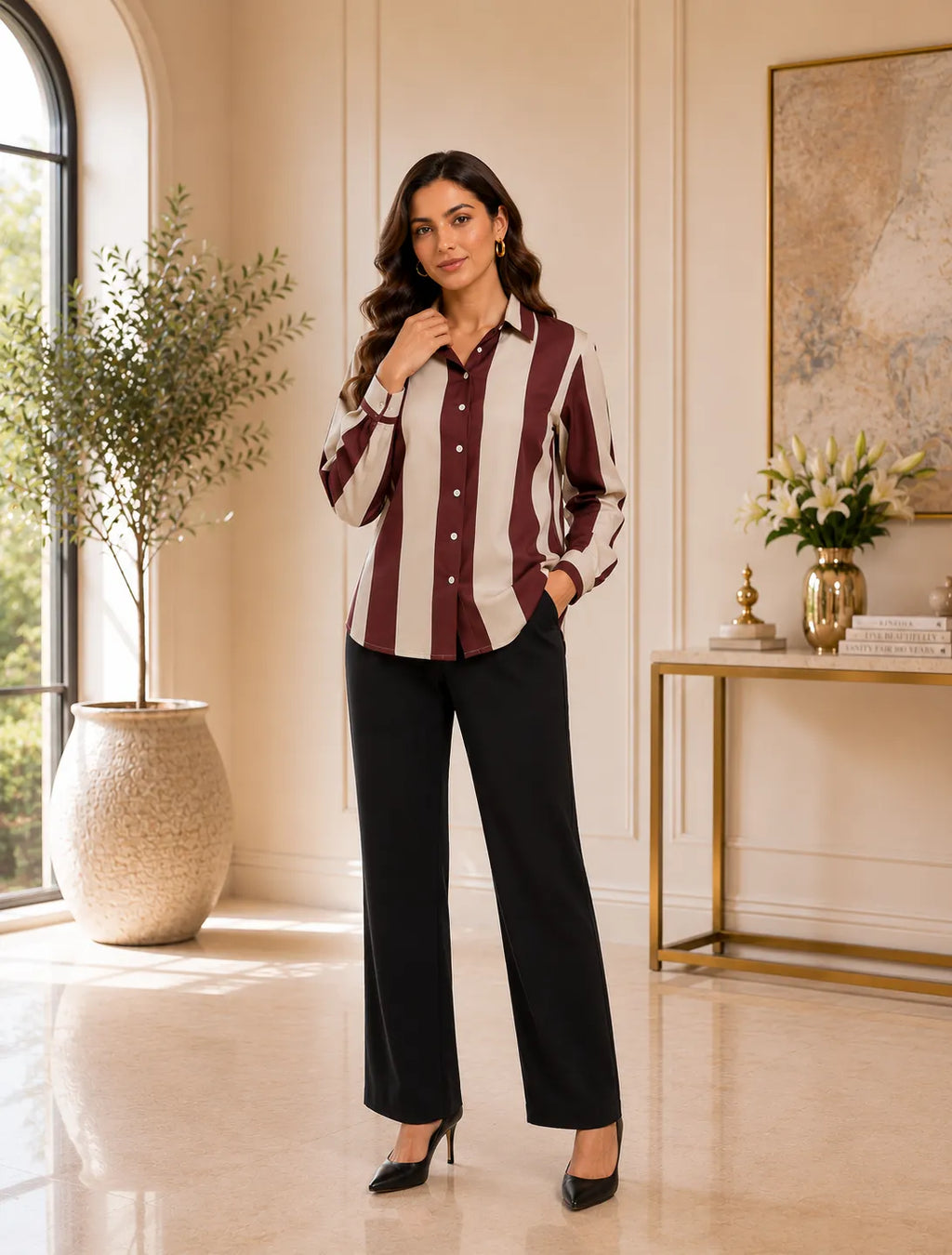 Luxe Stripe Satin Formal Shirt