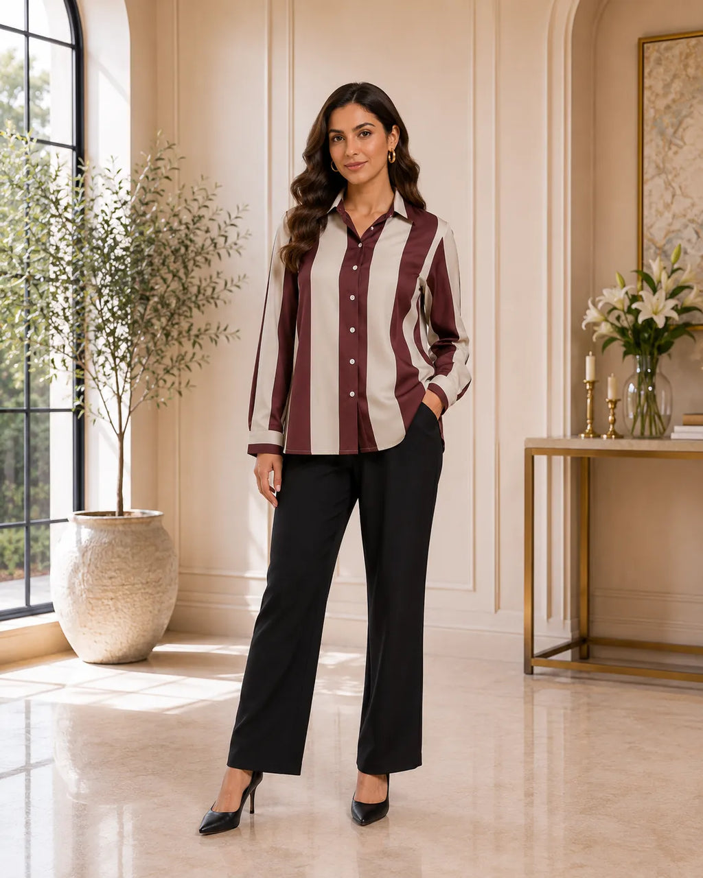Luxe Stripe Satin Formal Shirt