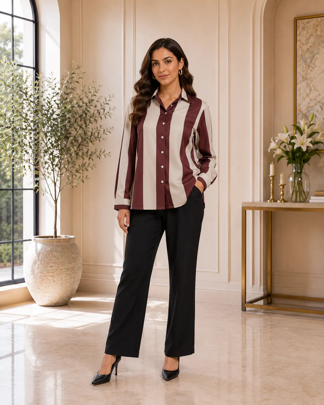 Luxe Stripe Satin Formal Shirt