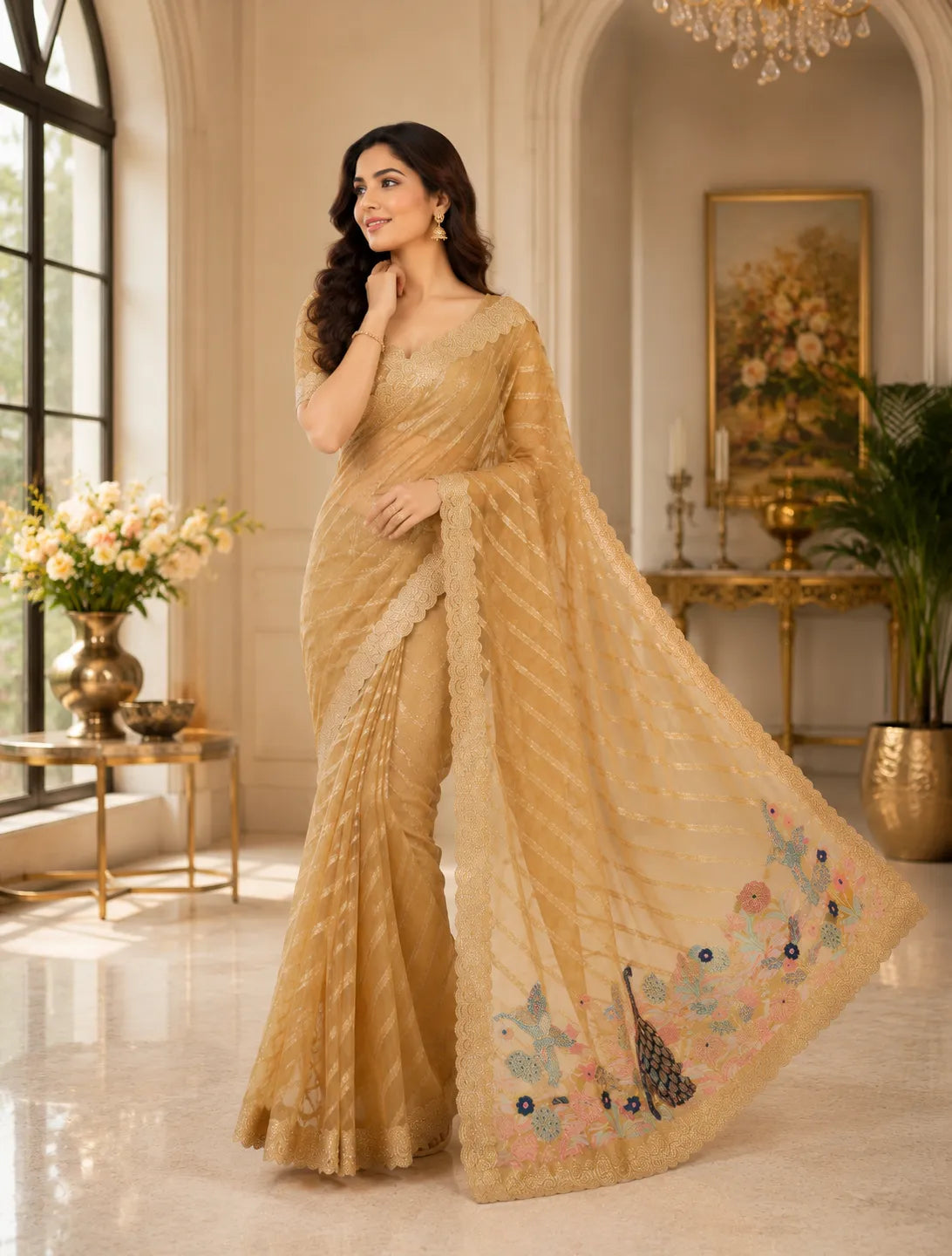 Mayur Vatika Embroidered Saree