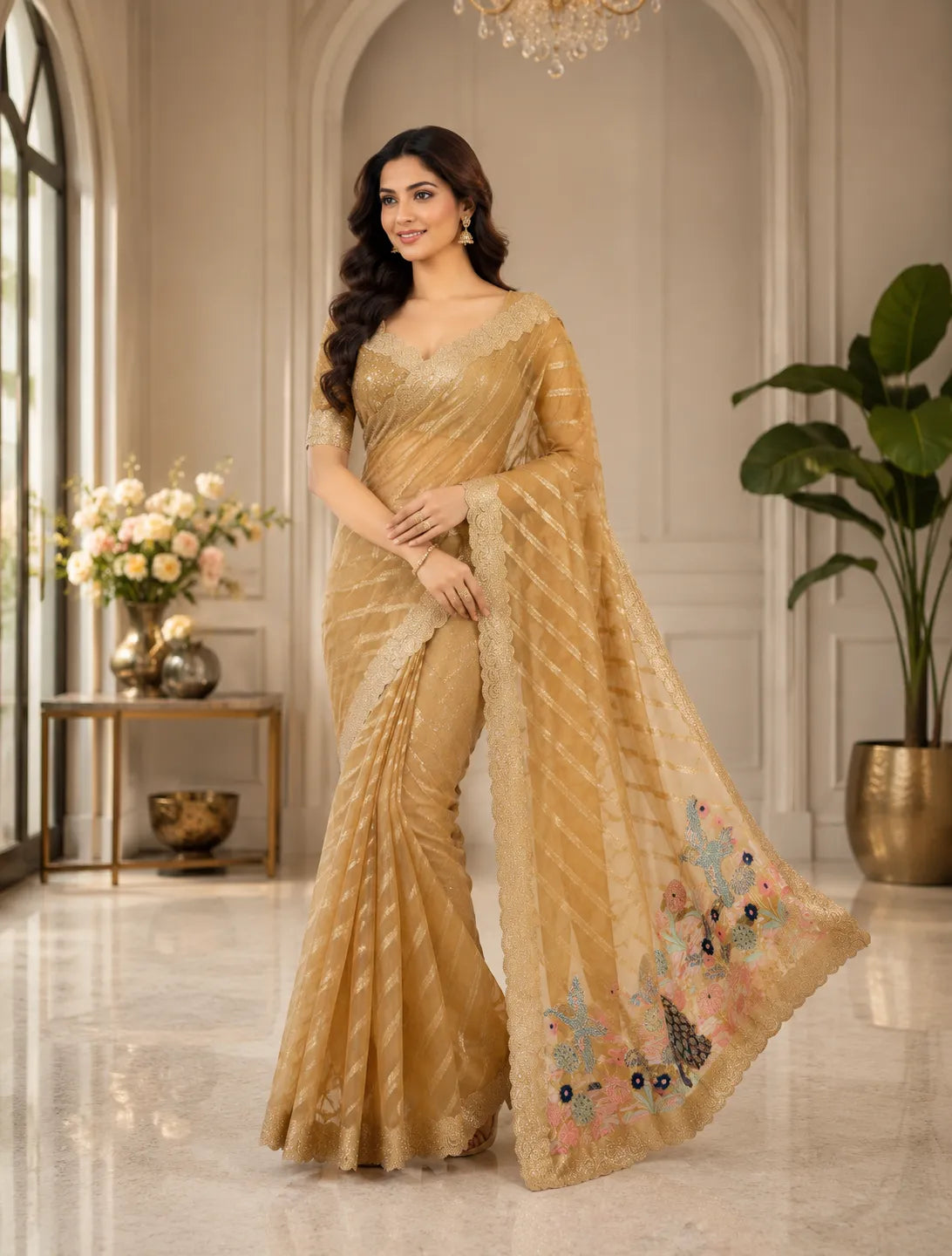 Mayur Vatika Embroidered Saree