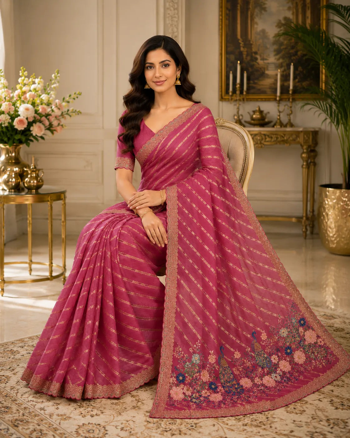 Mayur Vatika Embroidered Saree