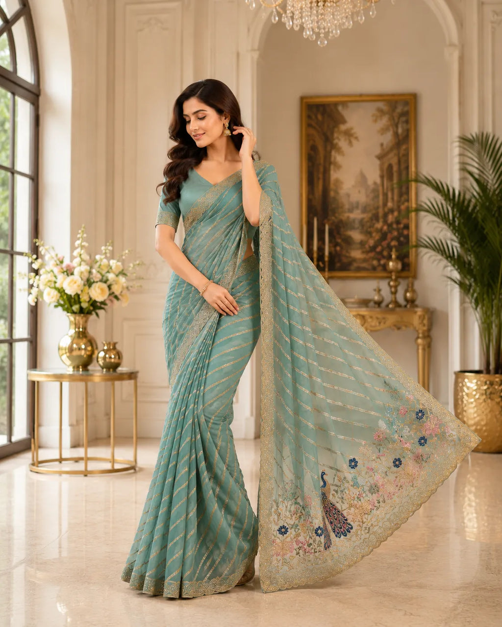 Mayur Vatika Embroidered Saree