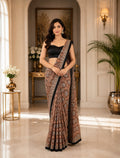 Midnight Ajrakh Printed Saree