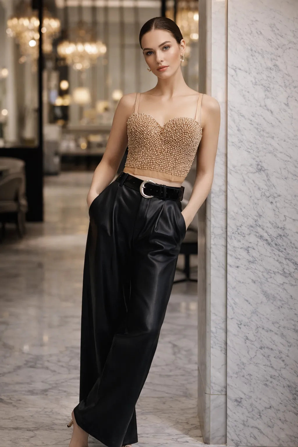 Midnight Beaded Corset Top