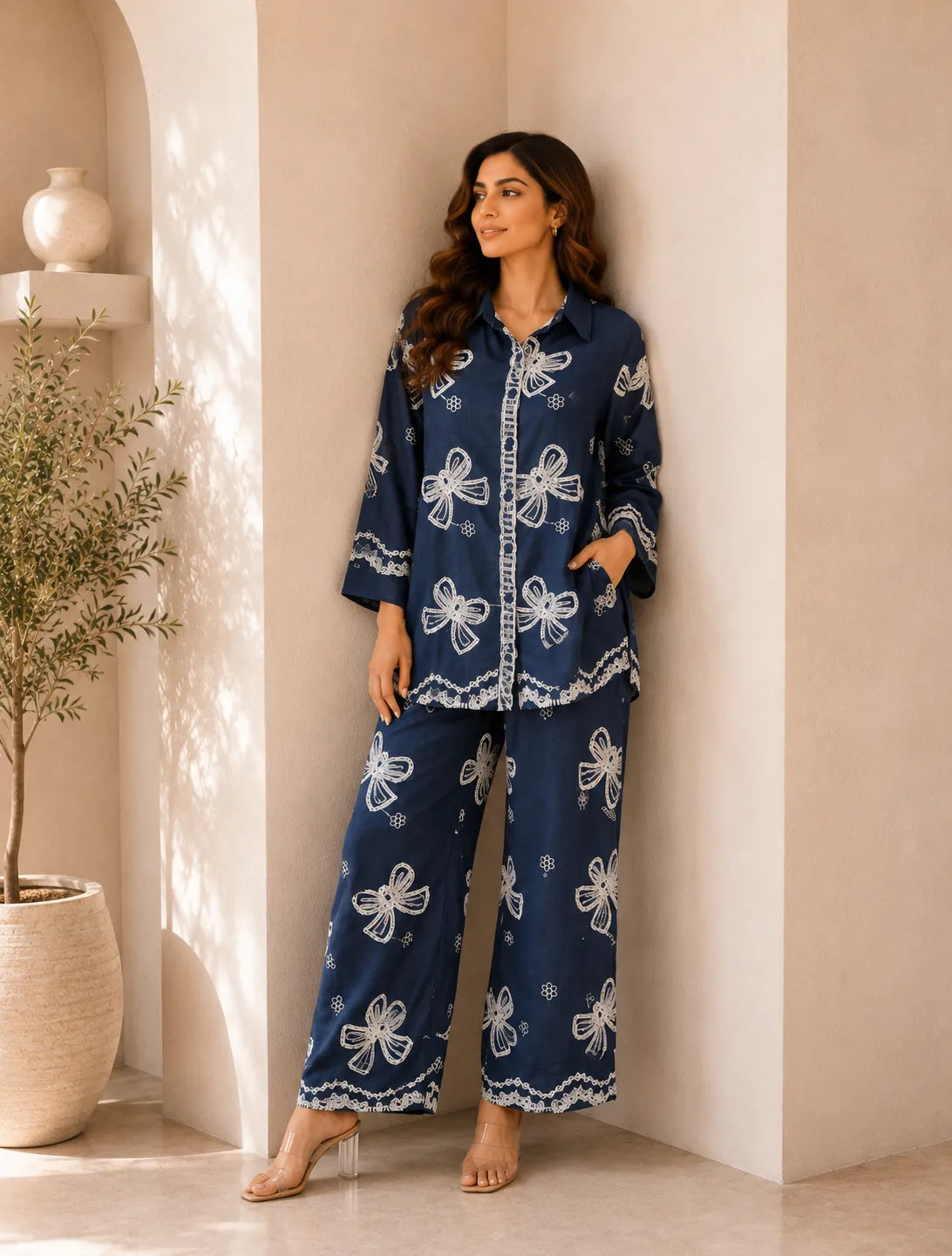 Midnight Bow Printrd Co-ord Set