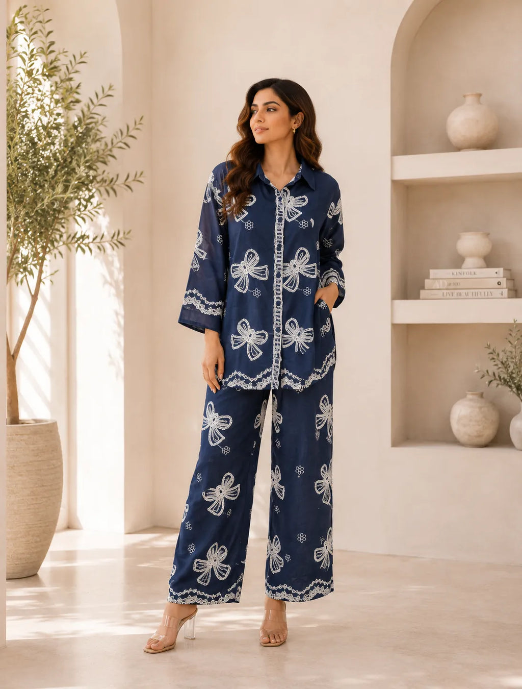 Midnight Bow Printrd Co-ord Set