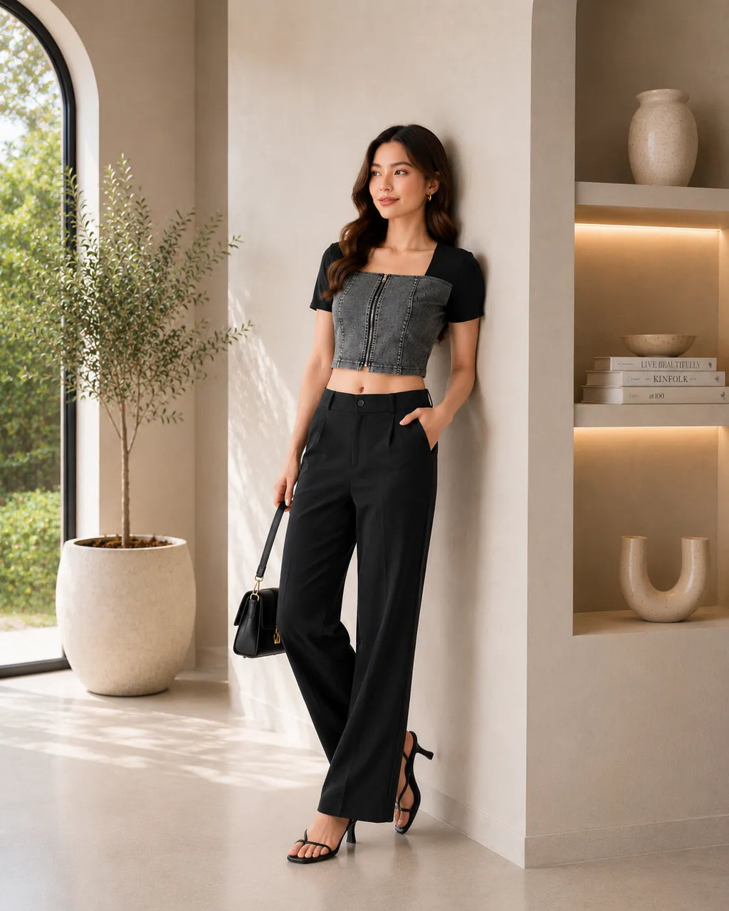 Midnight Denim Corset Crop Top