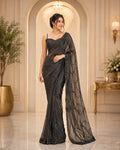 Midnight Glimmer Net Saree