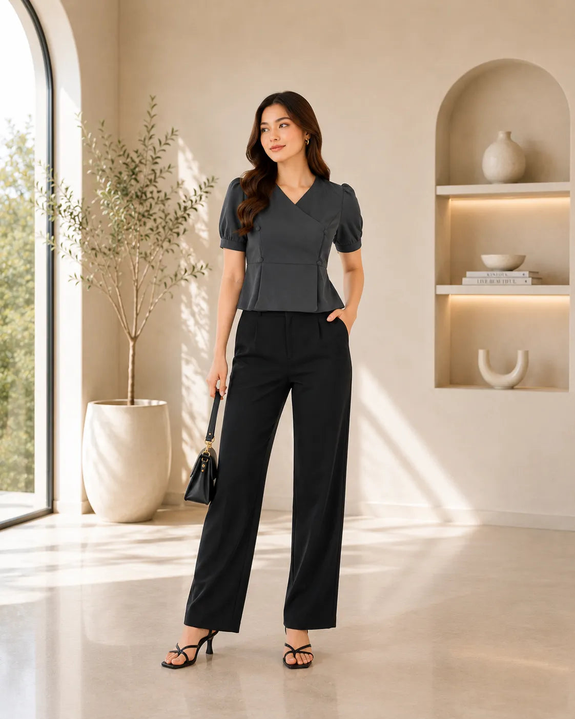 Midnight Grace Peplum Top