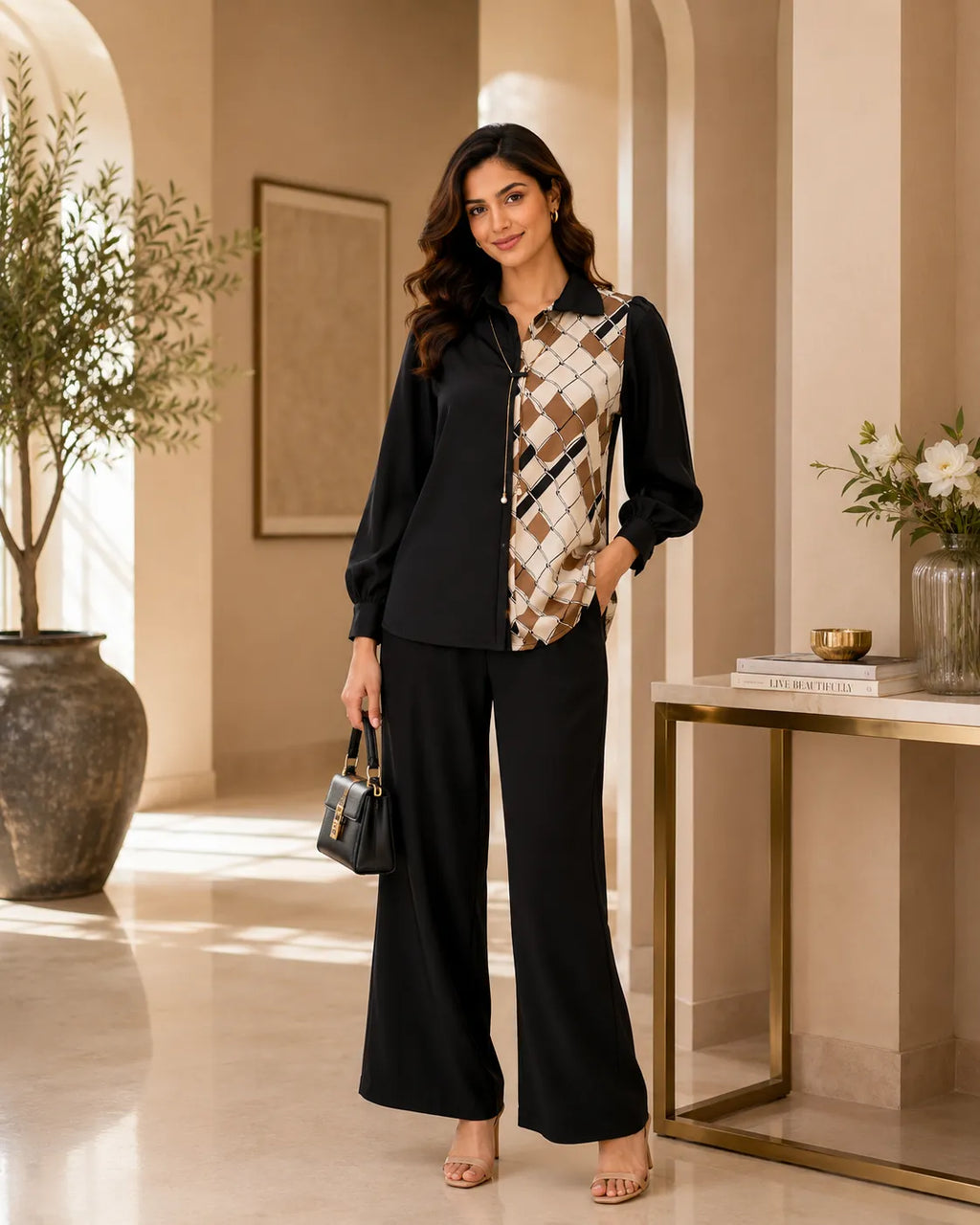 Midnight Mosaic Satin Shirt