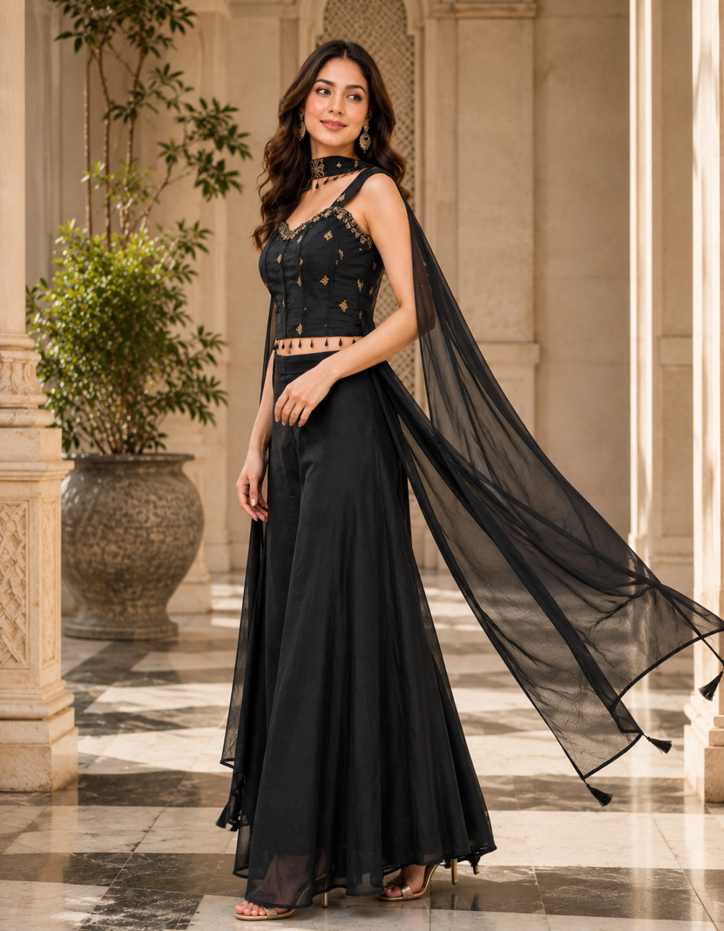 Midnight Noir Corset Style Indo Western Set – Etheniq Aura by aavi