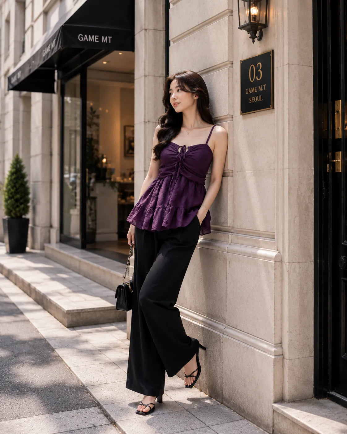 Midnight Plum Ruched Peplum Top