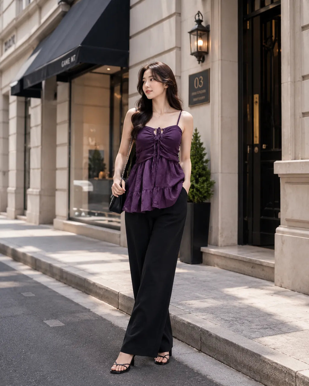 Midnight Plum Ruched Peplum Top
