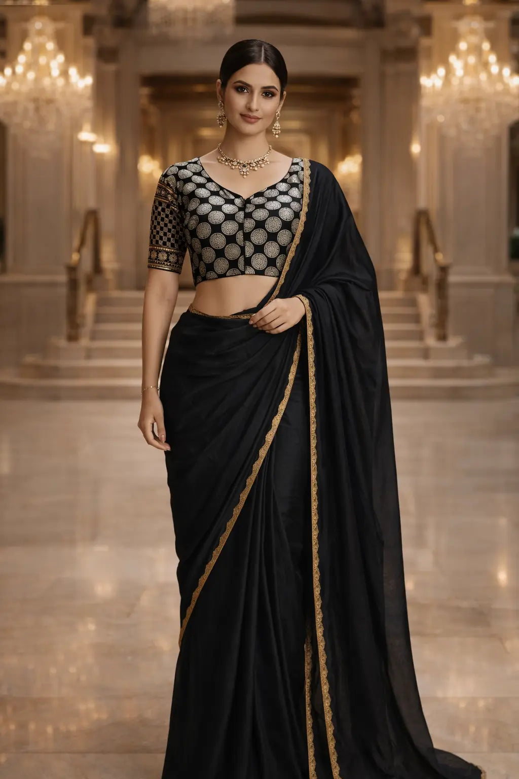 Midnight Polka Elegance Blouse
