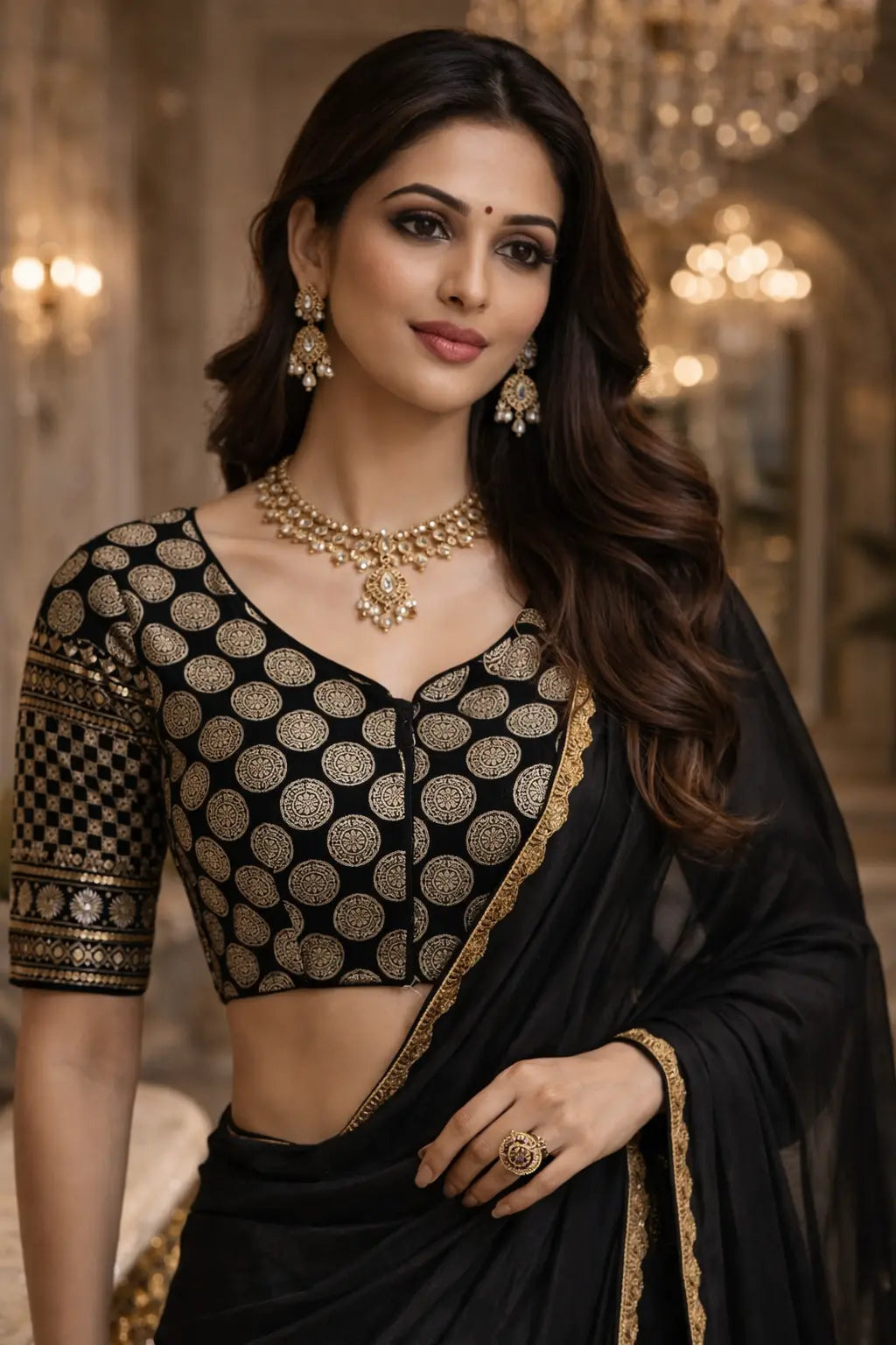 Midnight Polka Elegance Blouse