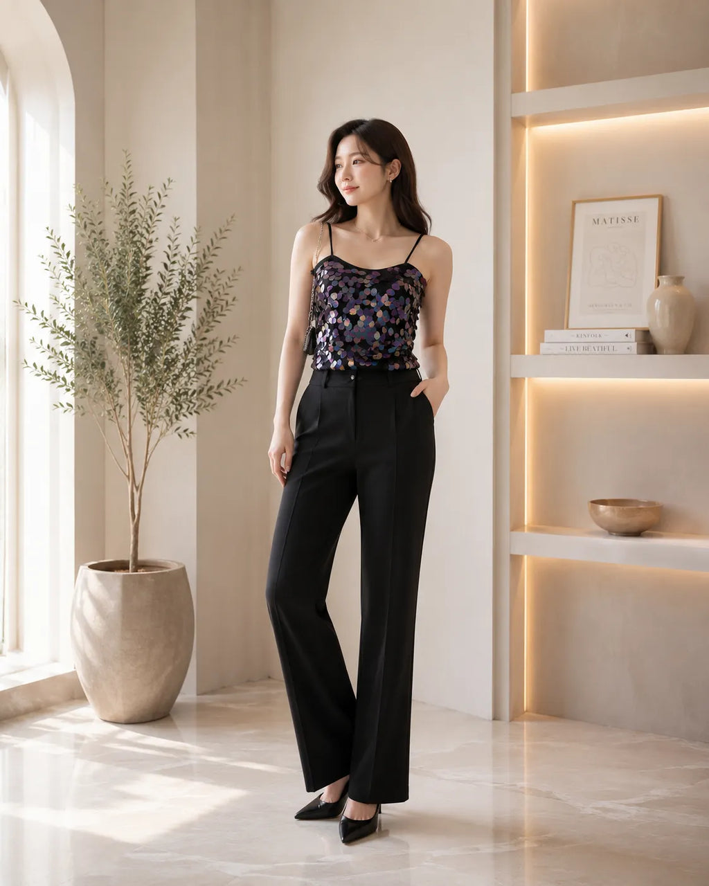 Midnight Spark Sequin Camisole Top