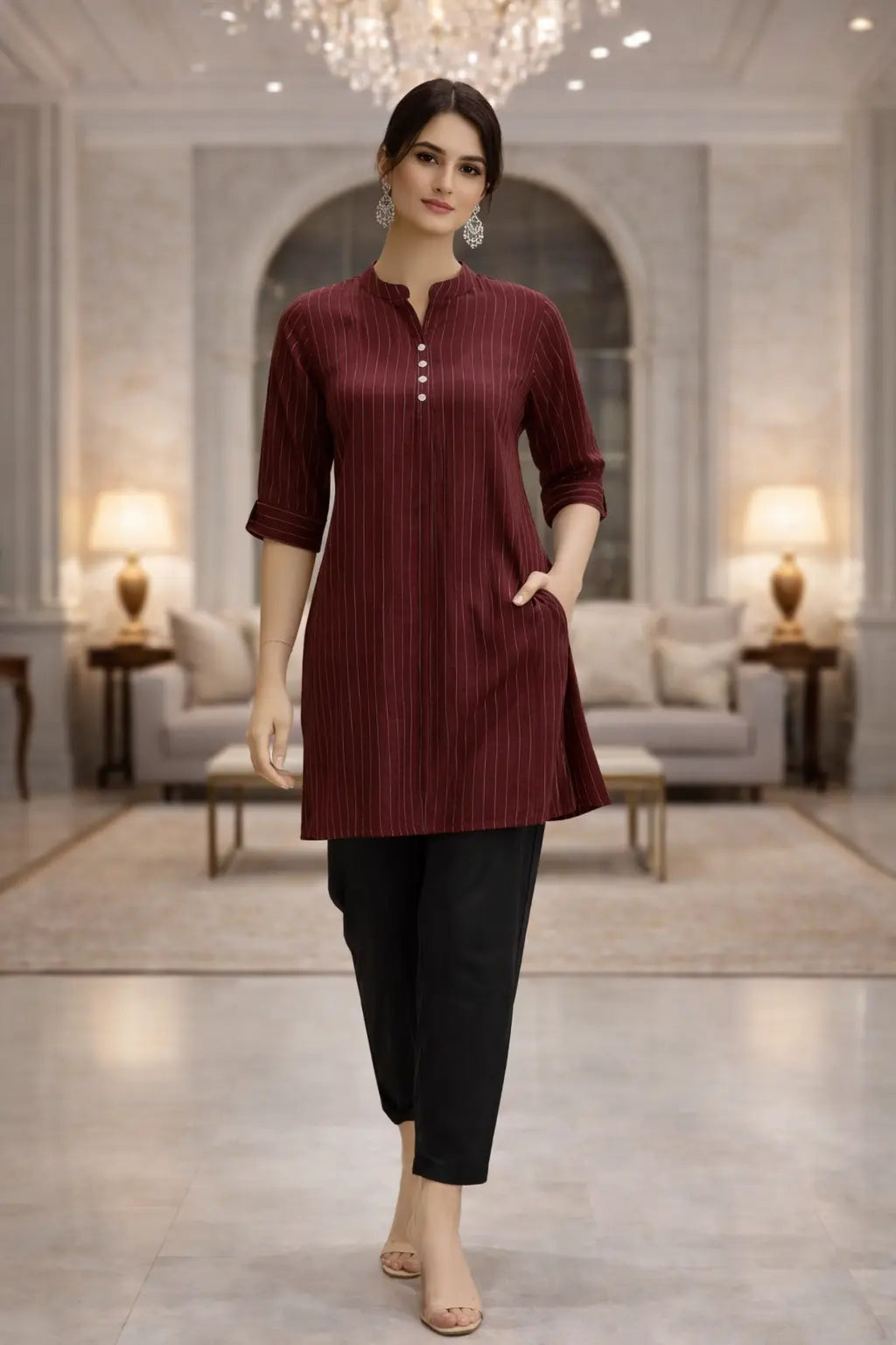 Midnight Stripe Smart Kurti