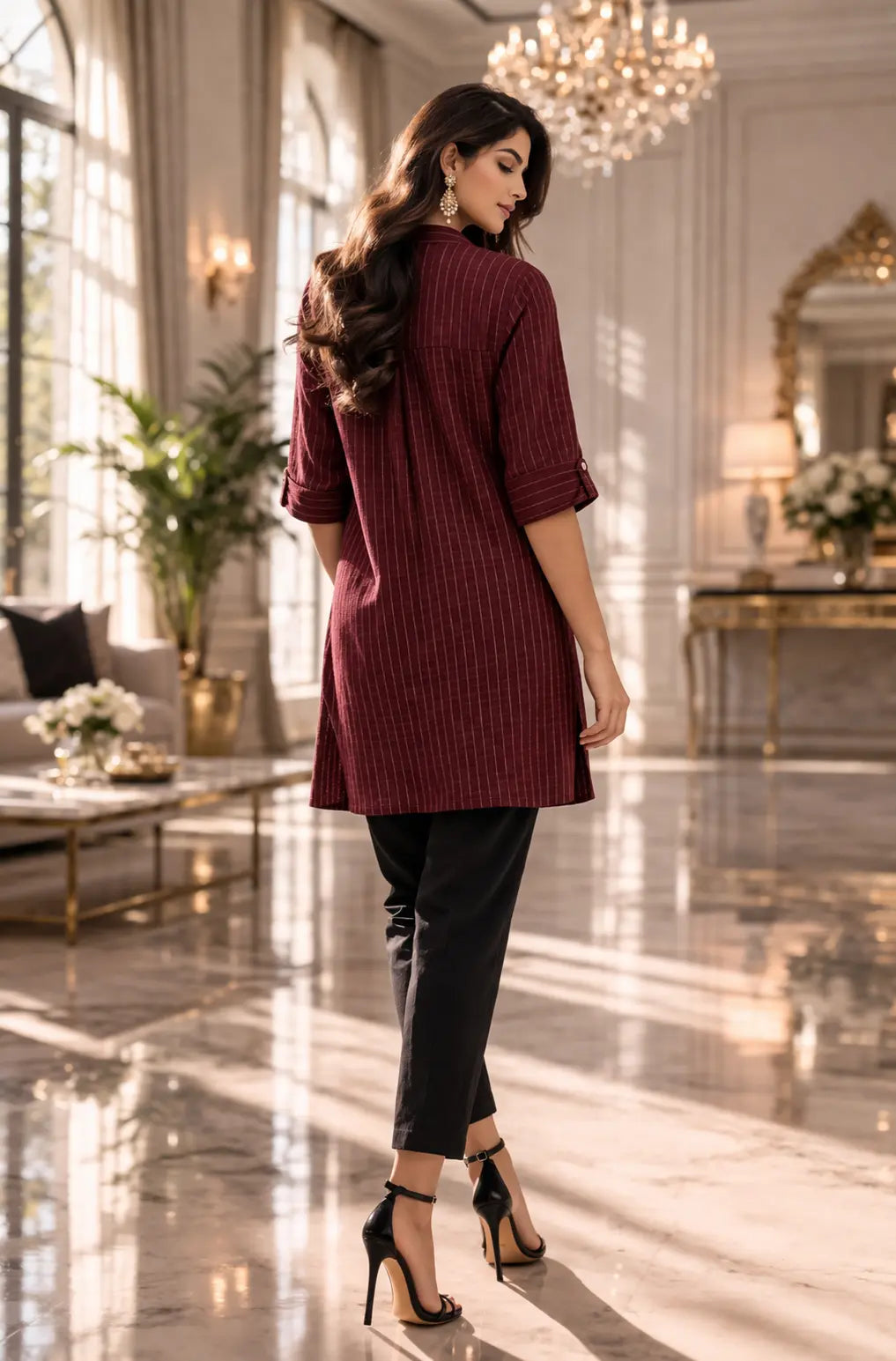 Midnight Stripe Smart Kurti