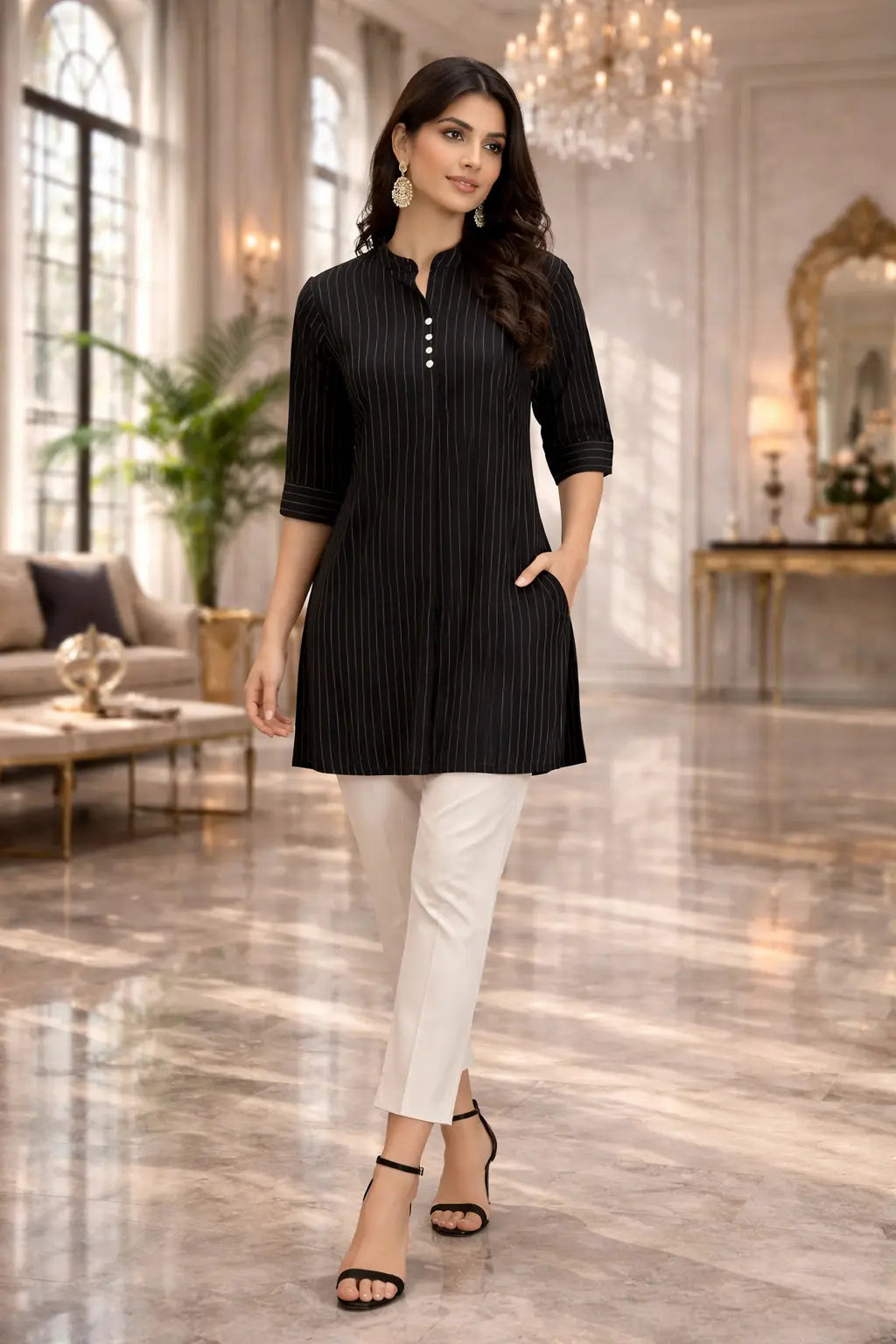 Midnight Stripe Smart Kurti