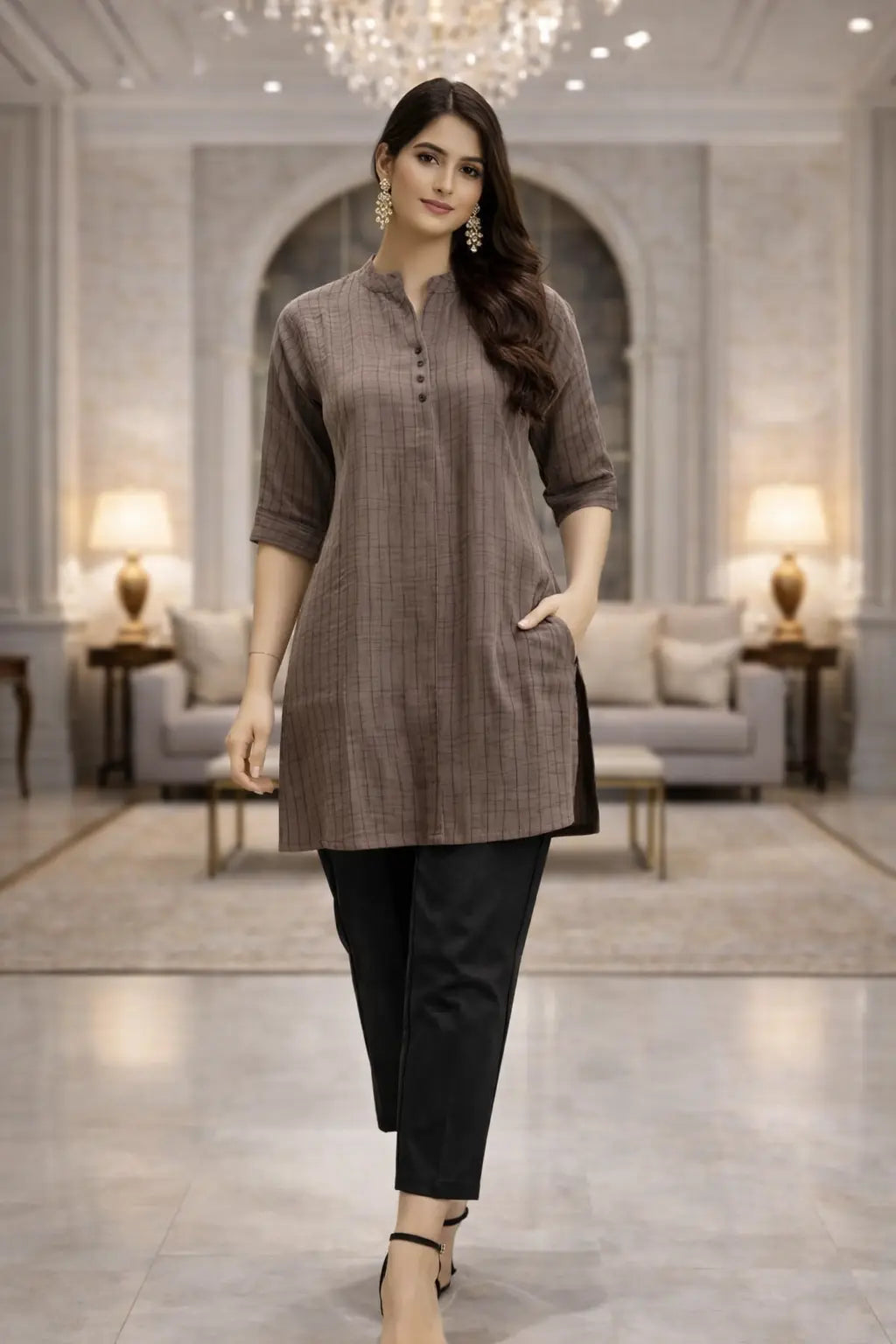 Midnight Stripe Smart Kurti