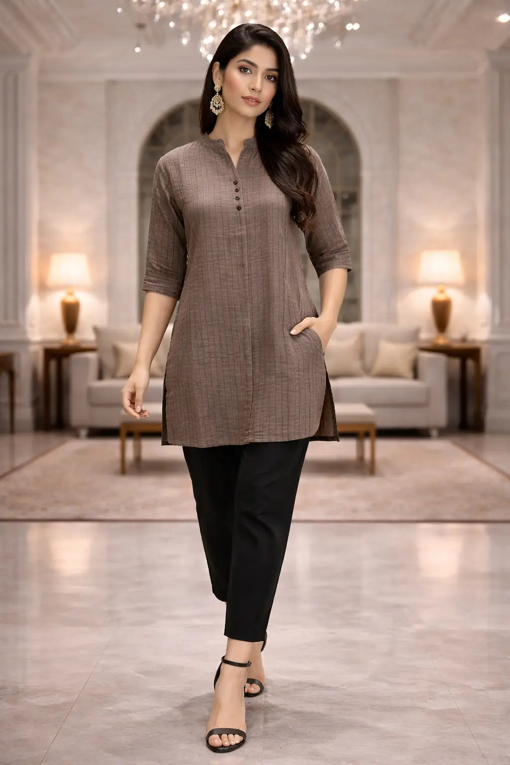 Midnight Stripe Smart Kurti