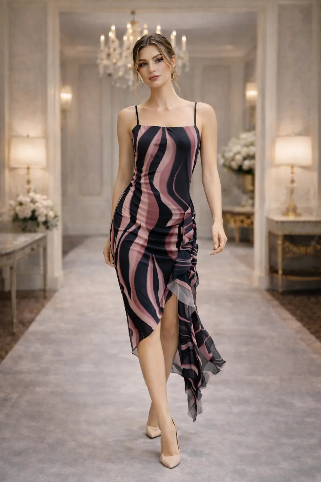 Midnight Wave Midi Dress