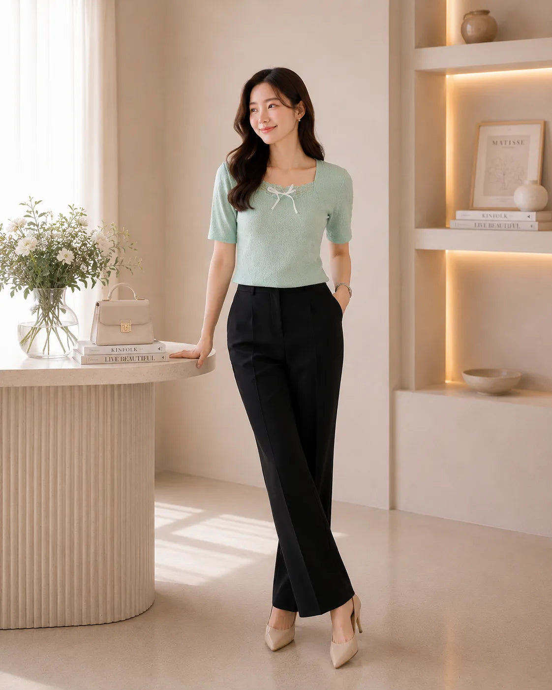 Mint Breeze Textured Knit Top
