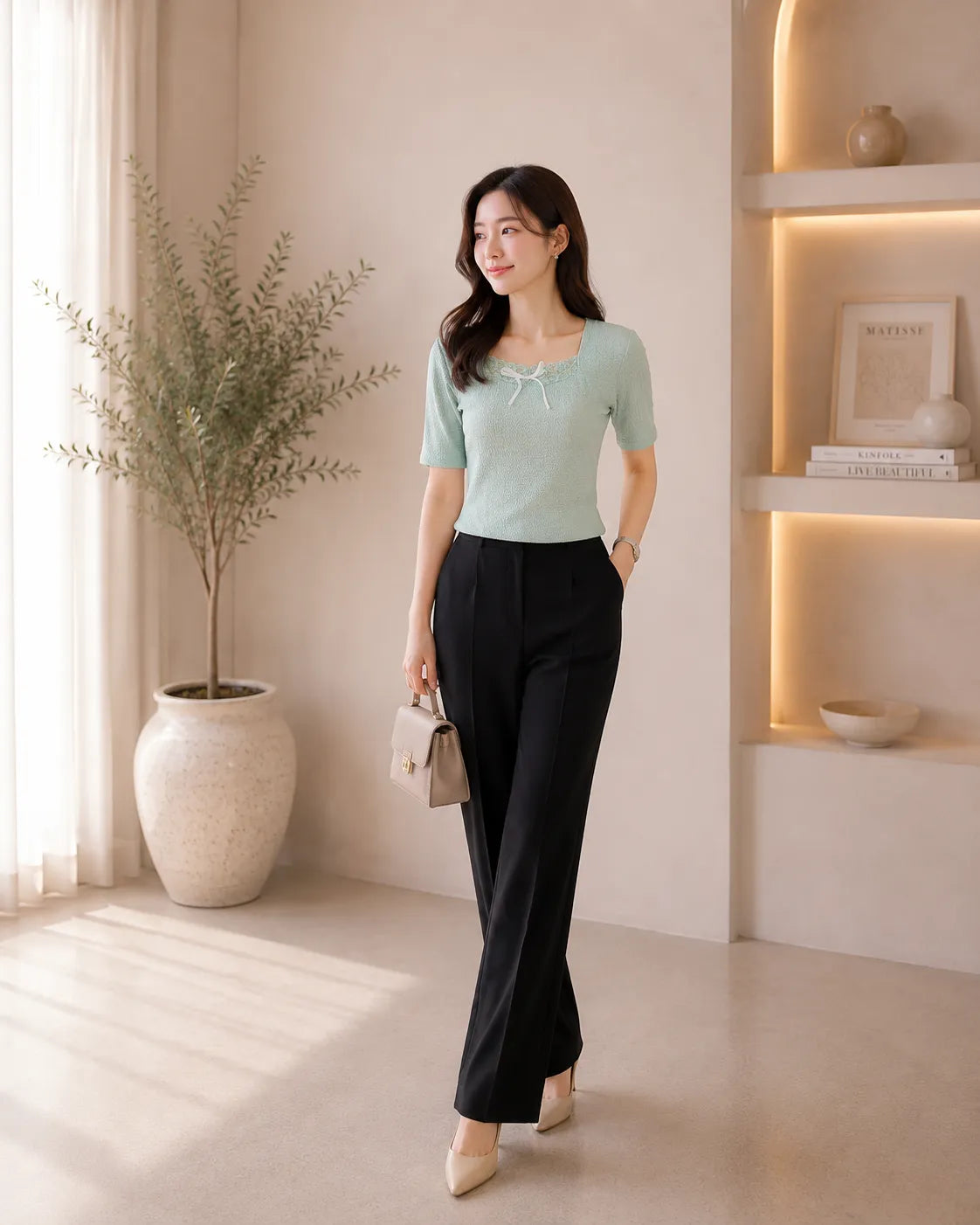 Mint Breeze Textured Knit Top