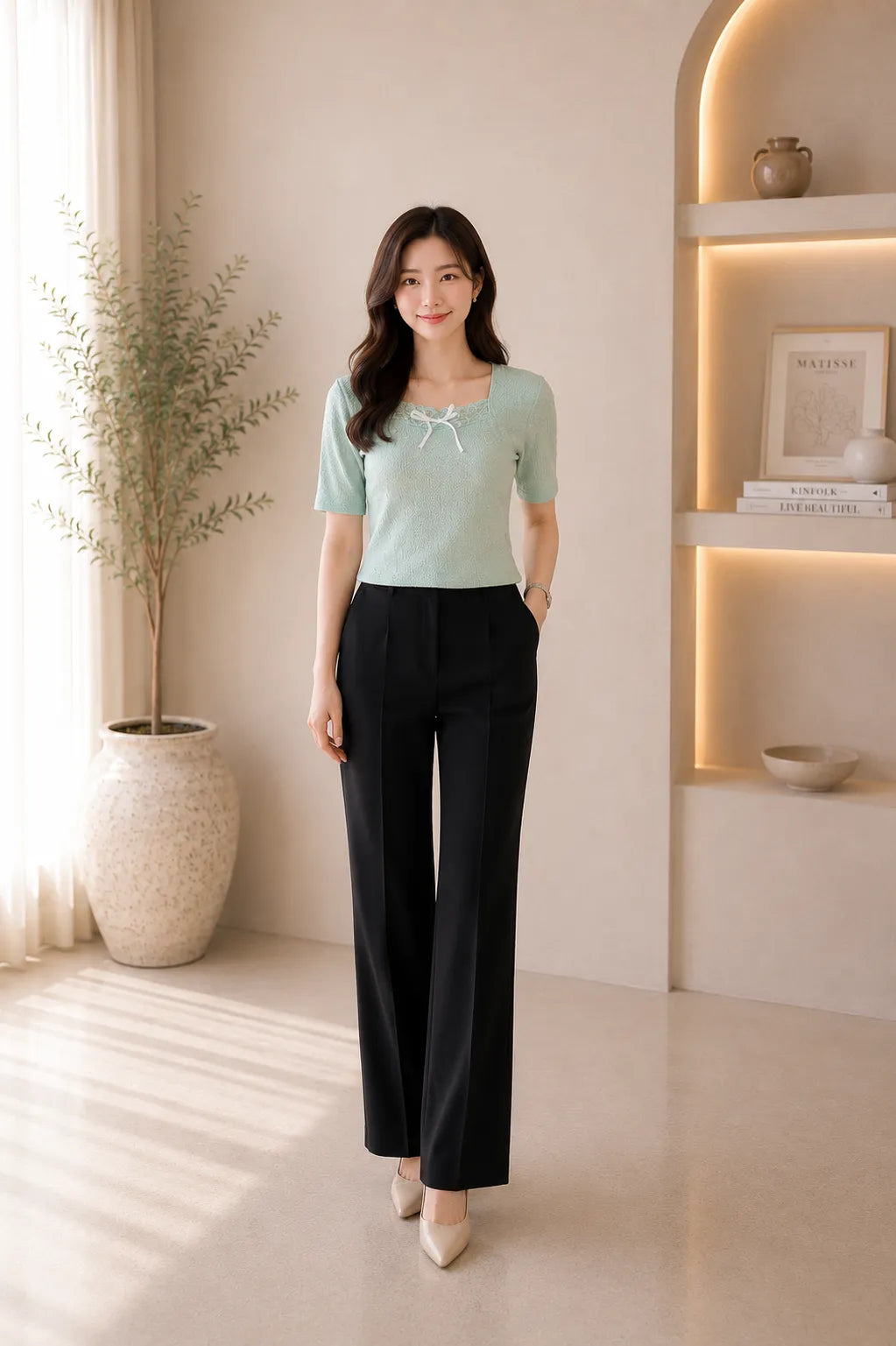 Mint Breeze Textured Knit Top