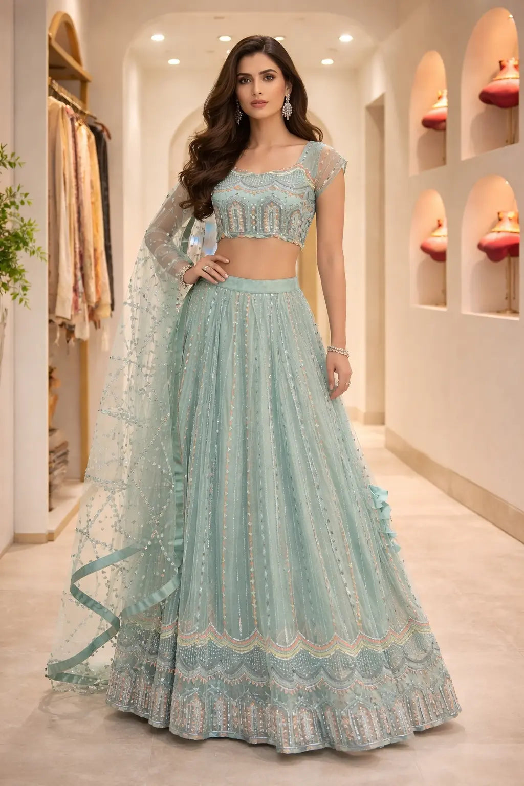 Misty Mint Princess Lehenga