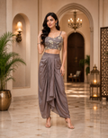 Mocha Drape Indo Western Cape Set
