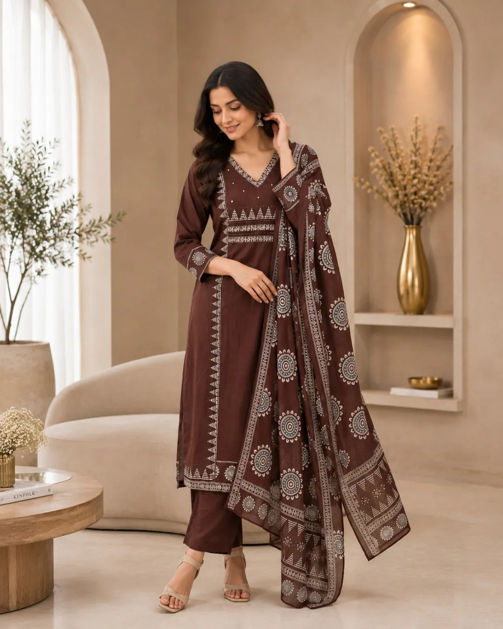 Mocha Heitage Cotton Suit Set