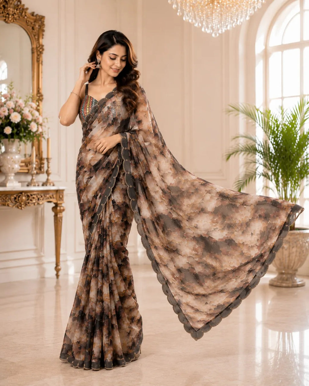 Mocha Muse Georgette Saree